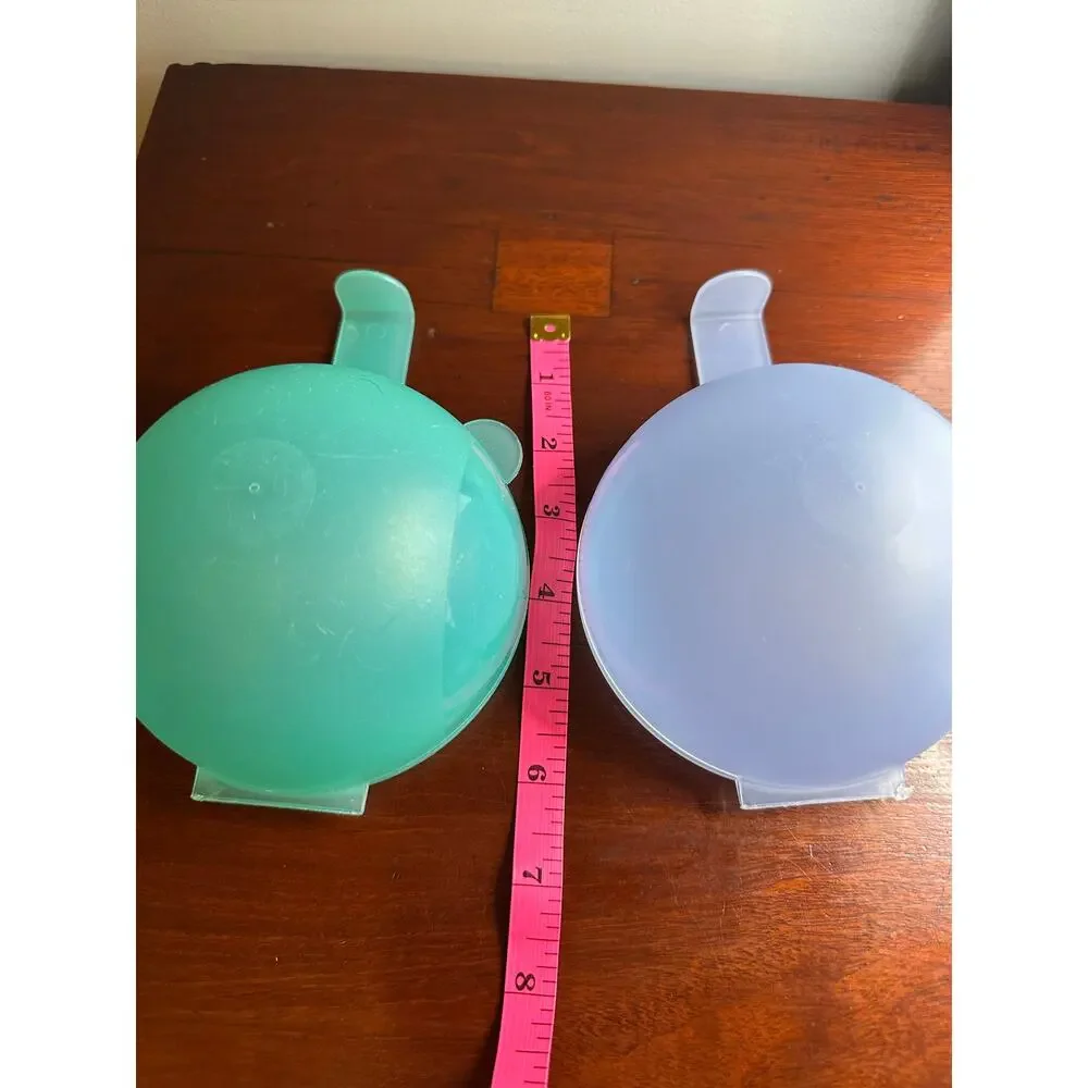 Tupperware Forget Me not Oniion Holder Blue Green Set of 2 Fruit Vintage Lot